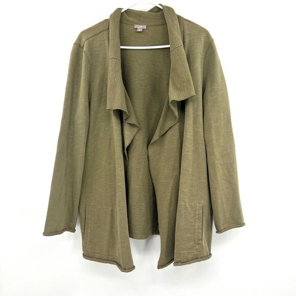 J. Jill Sweaters - J.Jill Olive Green 100% Cotton Open Front Cardigan Sweater Jacket Women's XL